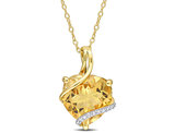 6.50 Carat (ctw) Citrine Heart Pendant Necklace in Yellow Plated Sterling Silver with Chain